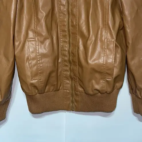 Maternity Faux Leather Vintage Full Zip Jacket Medium Tan Size undefined