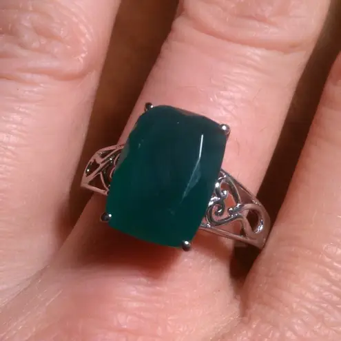 Verde Onyx Stainless Steel Solitaire Ring (Size 10)