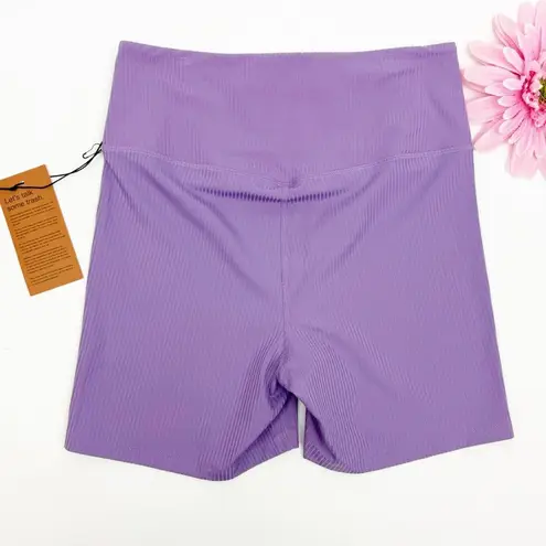 Girlfriend Collective Rib Ribbed High Rise Run Bike Shorts Violet Purple