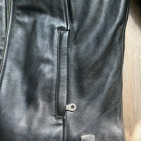 Harley Davidson Quilted Black Leather Biker Jacket Small Indie Sleaze Grunge 90s