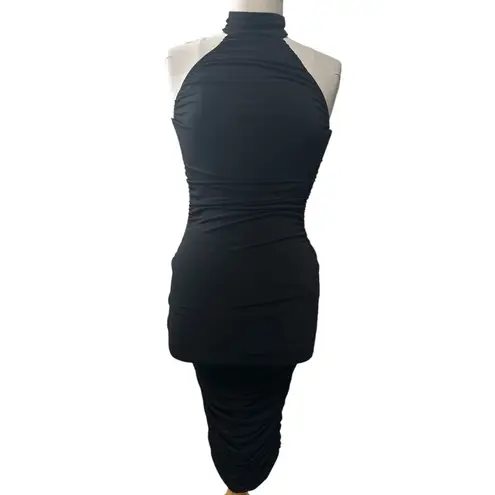 Nookie Rose Ruched Midi Bodycon Dress in Black Size Small Gently Used