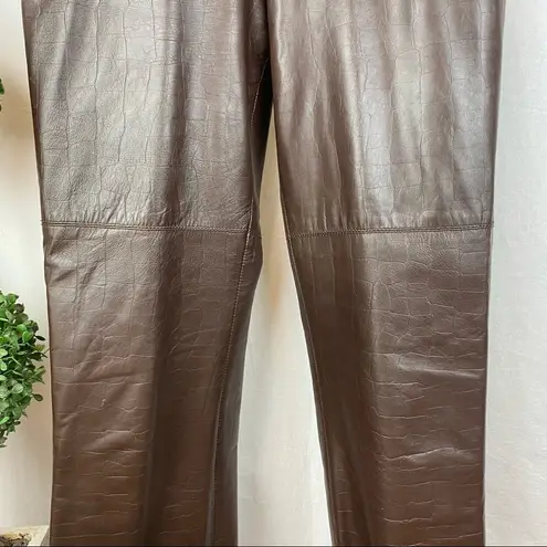 Alberto Makali 100% Leather Straight Leg High Waist Brown Chocolate Pants 8