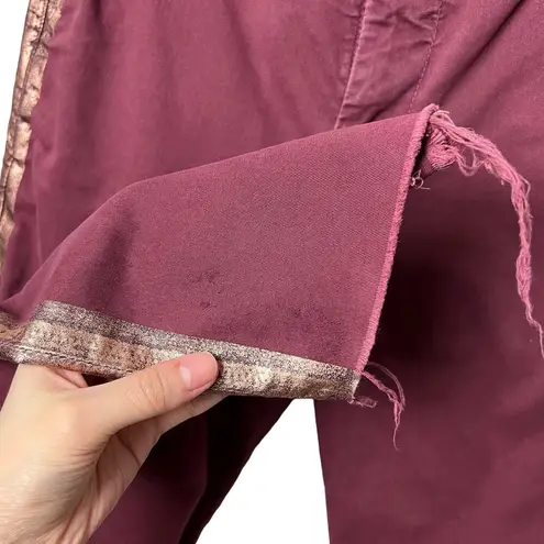 mother the shaker prep fray killing time maroon rose gold stripe trousers pants Red Size 24