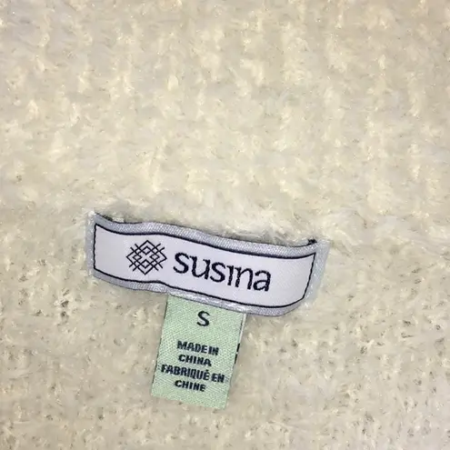 Susina Teddy Fleece Knit Cardigan Sweater Ivory S