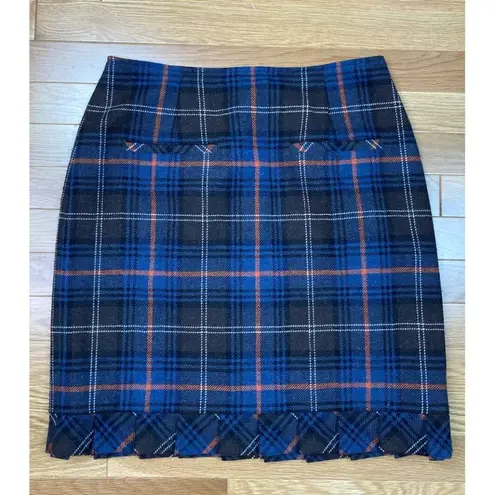 CAbi * Chilly Chantilly Plaid Pencil Skirt Womens Size 8 Wool Blend Fall Winter