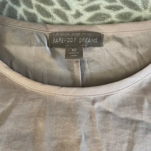 Barefoot Dreams Short Sleeve Blouse XS Mauve Pink Satin Lounge Shirt Soft Girl