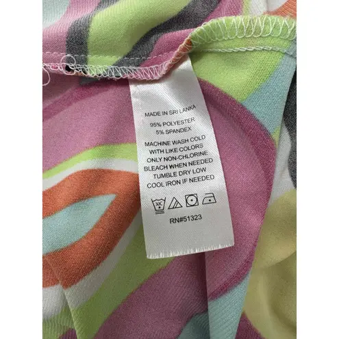 CHAUS NEW YORK Multicolor Vneck 3/4 Sleeves Abstract Pattern Dress Size Large