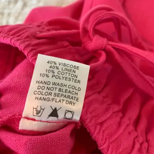 Boutique Hot Pink Linen Pull On Elastic Waist Pants Sz Small
