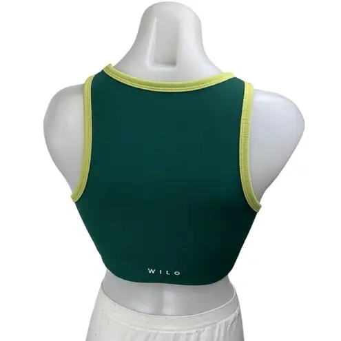 Wilo Women's Green Rib Knit Sleeveless Racerback Sports Bra Crop Tank Top Size M Size M