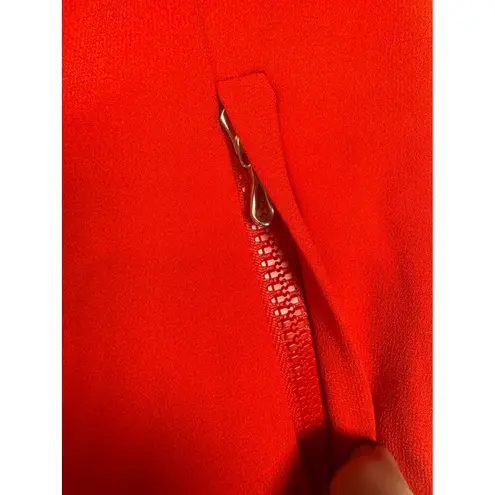 Carlisle Red Sleeveless Dress Pleated Midi Dress Zipper Pockets Size 6 Career