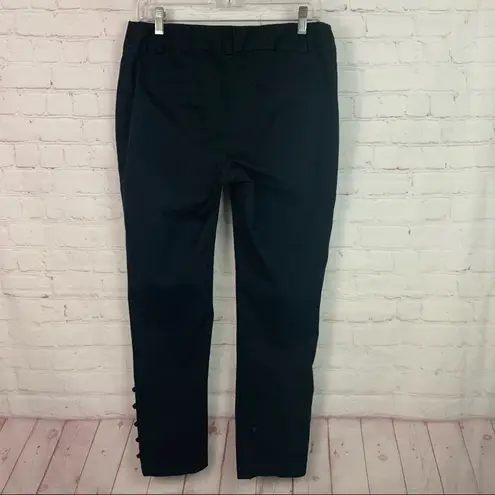 INC black ankle button cropped black pants Size 6 cotton spandex