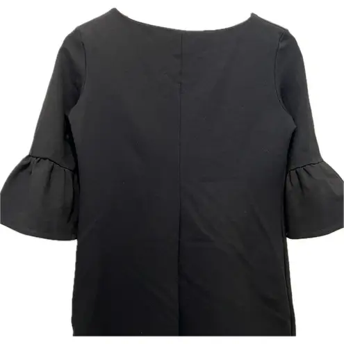 OODJI Little Black Dress Sz MED 3/4 Bell Sleeve Stretch Pullover Simple LBD