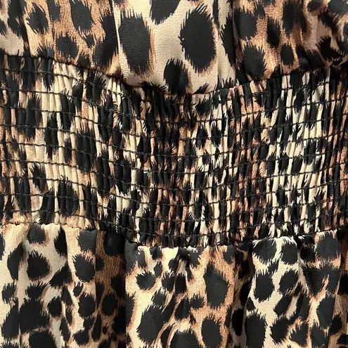 Veronica M NWT Womens Brown Animal Print Smocked Waist A Line Dress Size XS