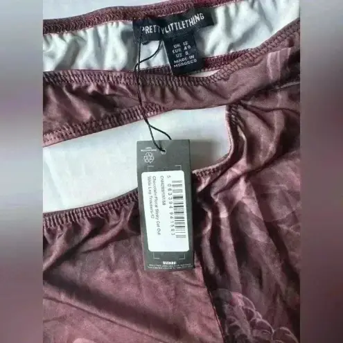 Pretty Little Thing PrettyLittleThings Women’s Floral Slinky Cut Out Wide Leg Pants Size 8‎