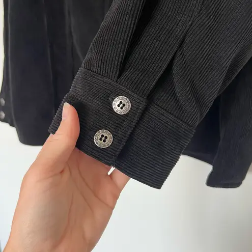 Alfred Dunner Vintage Western Black Corduroy Button Down Shirt Shacket