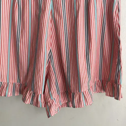 See By Chloe SEE BY CHLOÉ Neo Janis Striped Cotton Poplin Frill Shorts Red Multicolored
