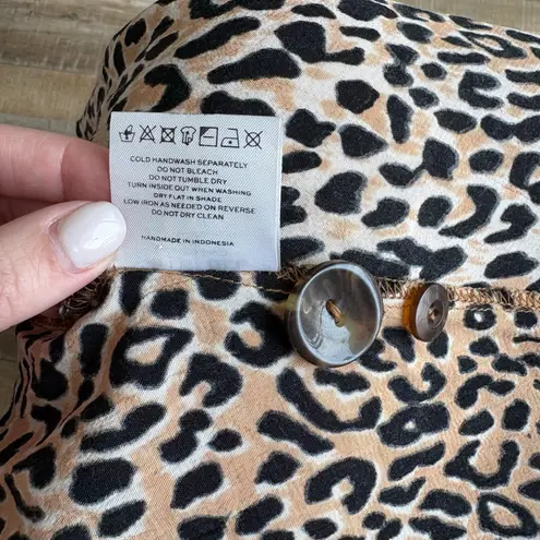 Faithfull Valois Brown Leopard Print Midi Wrap Skirt Size M Size M