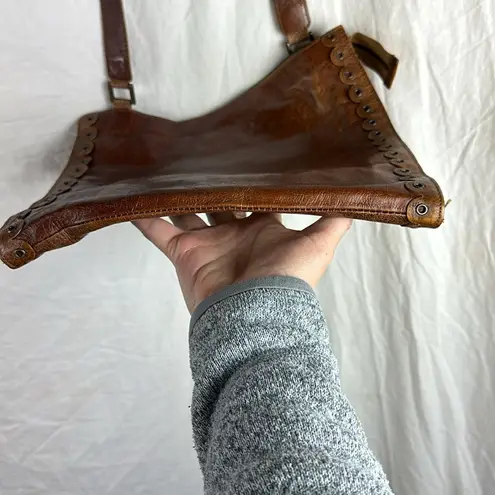 Vintage PRINCIPE Brown Leather COWHIDE PONY HAIR Satchel Crossbody Made in Italy