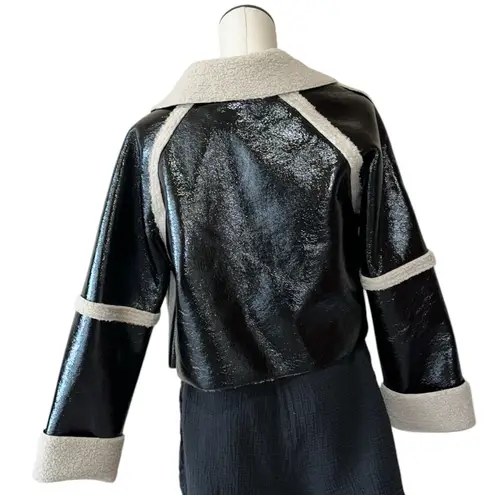 Steve Madden NWT  Faux Shearling Trim Faux Leather Jacket Oversized - Image 12