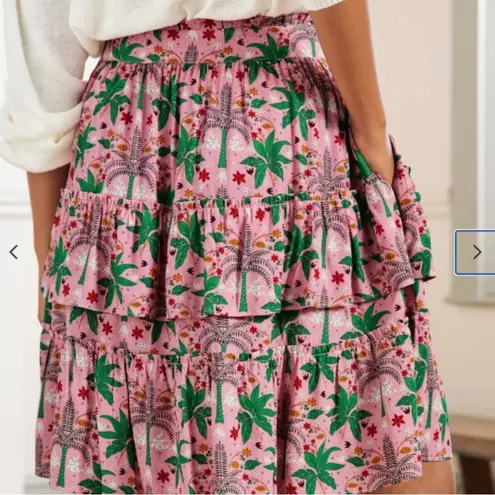 NEW! Boden Multi Tiered Crepe Skirt in Posy Pink, Oriental Palm Size 6R Pink