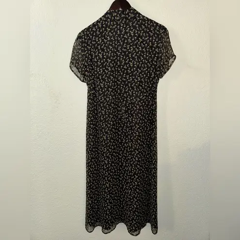 Robbie Bee VTG Y2K Woman Silk Dress Floral Print Button Front Midi Size 4P