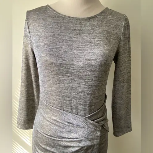 Daniel Cremieux Cremieux Dress Adele Metallic Ruched Knit Sheath Gray Gold Stretch Size XS