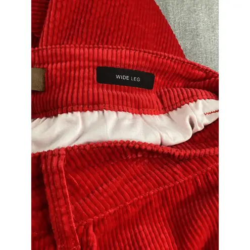 Judy Blue Red Corduroy Wide Leg Pants Women's 14W Flare Button Fly