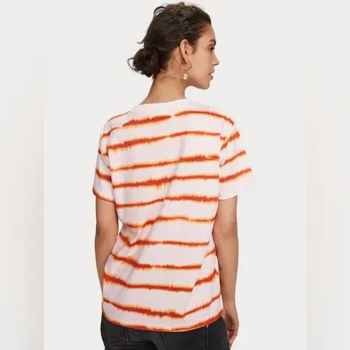 Scotch & Soda Orange Pink Tie-Dye Stripe T-Shirt Size Large