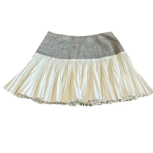 Derek Lam 10 Crosby Grey White Mini Tennis Skirt Pleated Fit N Flare Size 6 Gray