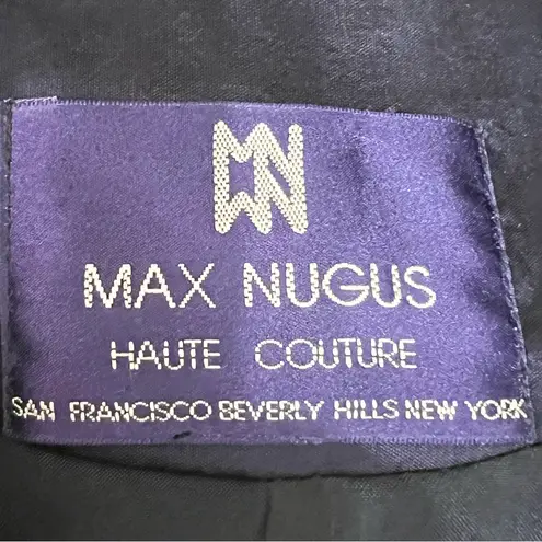 Max Nugus Haute Couture Navy & Black Rhinestone Evening Blazer Jacket Size Small Blue