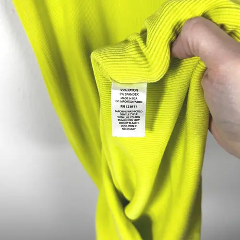 LNA Clothing Lime Green Double Layer Ribbed Knit Bodycon Sleeveless Dress Small