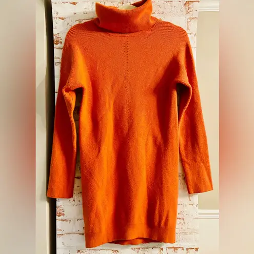 Cozy Orange Turtleneck Long Sleeve Dress