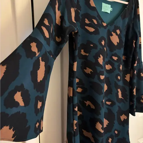 Judith March Animal Print Bell Sleeve Sheath Dress – Size M, Fully Lined