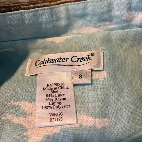 Coldwater Creek Linen Blend Jacket Floral Print Button Down Casual Spring Size S