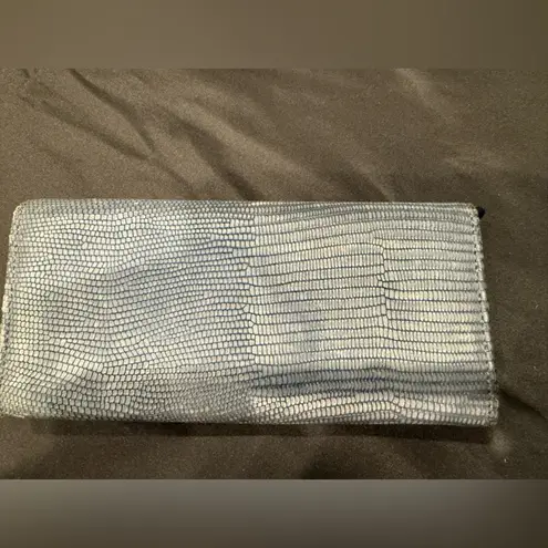 Jimmy Choo Long Wallet Silver Star-Studded with Rhinestones Blue Grey Leather