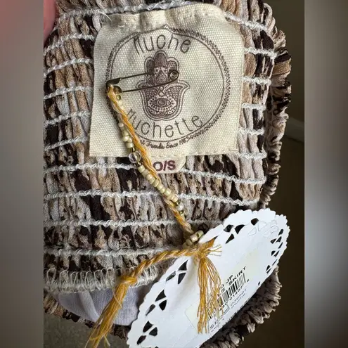 NWT Muche et Muchette Ruffle Mini Skirt in Brown Reptile Print Size XS