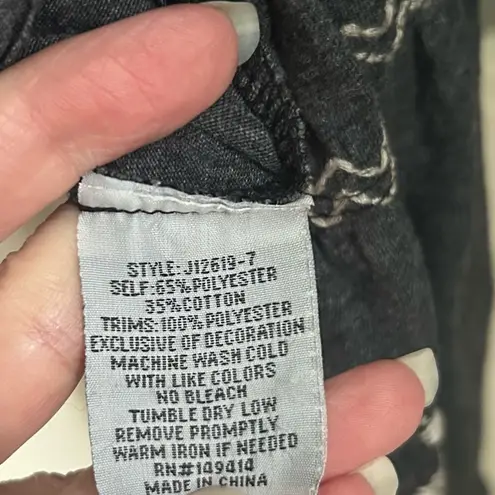 Johnny Was Boho Gray Embroidered Bell Sleeve 3/4 Sleeves small