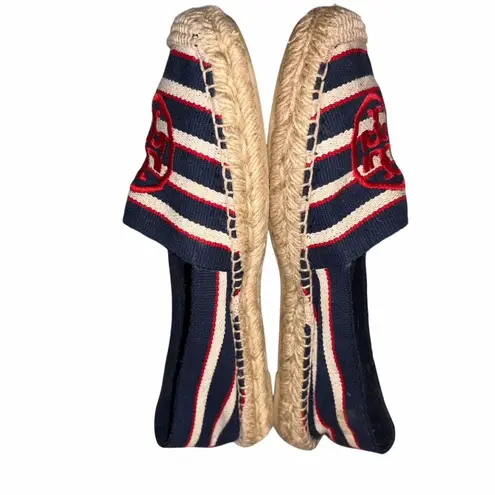 Tory Burch  Striped Logo Espadrille Flats Shoes size 9
