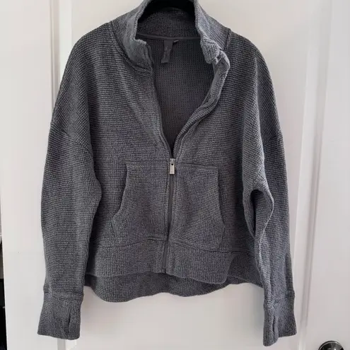 Sweaty Betty  Restful Boucle Zipper Jacket in Charcoal Marl Size 12