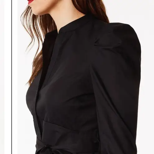 Karen Millen Panelled Waist Shirt black buff sleeve blouse