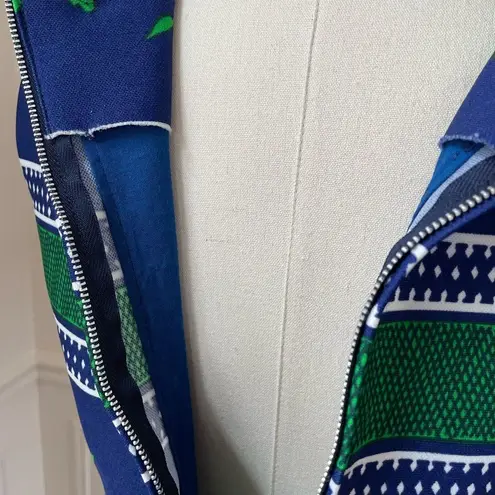 Vintage 60s Blouson Style Sleeveless Dress Green Blue ILGWU S M 4 6 Size M