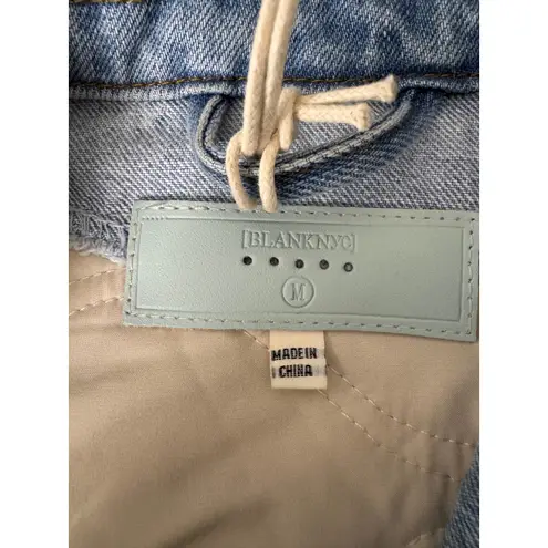 BLANKNYC Love Bird Quilted Floral Jacket Denim Trim Cream Women's M Blue Size M