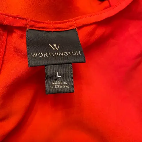 Worthington  || Orange blouse with black accent