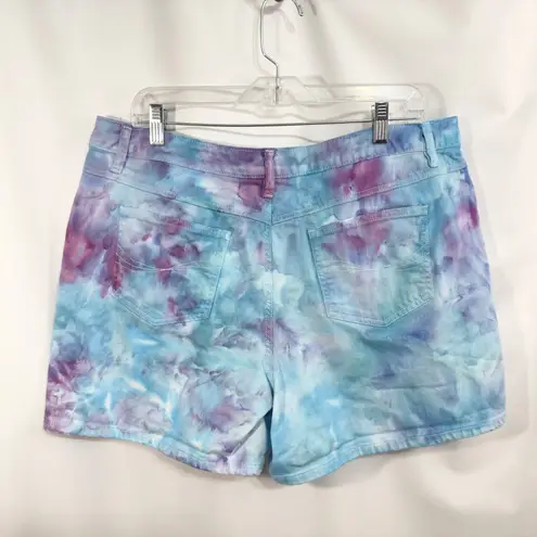 Cato Plus Size 18W Denim Shorts Handmade Tie Dye Denim Shorts Blue Purple 167