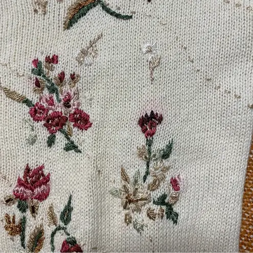 Vintage Floral Embroidered Sweater Size L