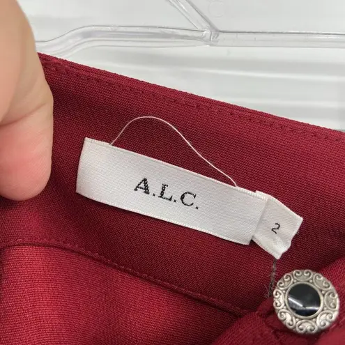 ALC Frank A.L.C. Sydney Slit Midi Skirt Red Buttons