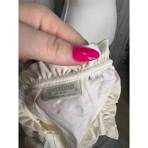 Spartina 449 NWT Women's Ivory Ruffle Neck Long Sleeve Blouse Size Small Casual