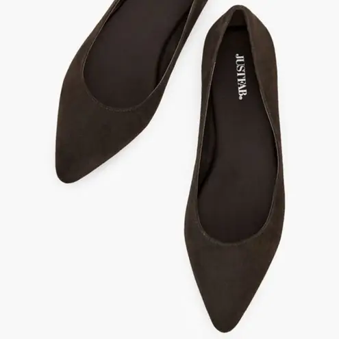 JustFab  Krissy Pointed Toe Ballet Flat Black Size 8