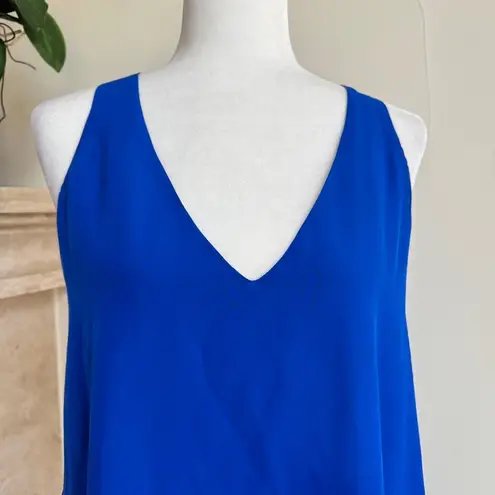 Lavender Brown  Cobalt Blue Sleeveless Mini A Line Womens Size S Silk Pockets