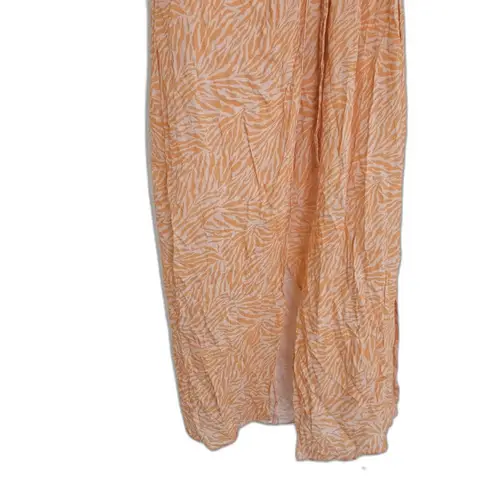 SUBOO Sienna Wrap Midi Dress Womens Size S Ruched Slit Orange $280 Retail